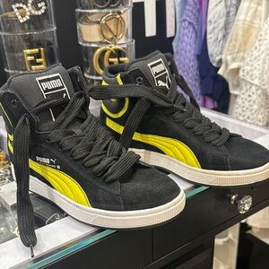 Puma Black and Yellow Suede Sneakers